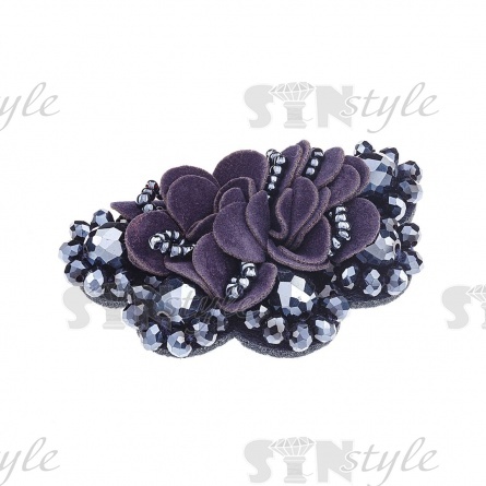 Аппликация с элементами из бисера на фетровой основе, цвет синий, размер 55х70 мм фото 2