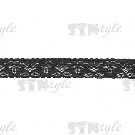 Кружево эластичное, ширина 25 мм, цвет черный, намотка 30 ярдов фото 2