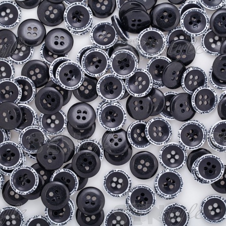 Пуговица пластиковая на четыре прокола, размер 24L, цвет черный/белый фото 4