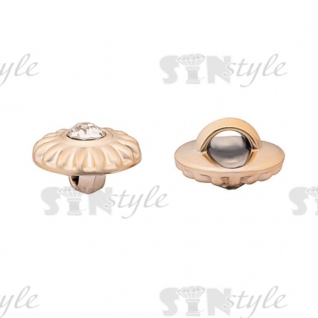 Пуговица пластиковая на ножке, круглая, цвет золотой, белая страза по центру, размер 18L фото 2