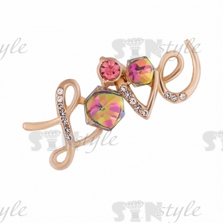 Брошь металлическая со стразами пришивная фото 1