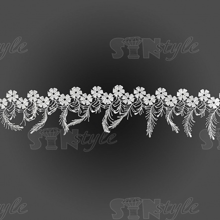 Кружево ажурное, нежная цветочная гирлянда с бахромчатыми листиками, ширина 50 мм, цвет белый, намотка 15 ярдов фото 1