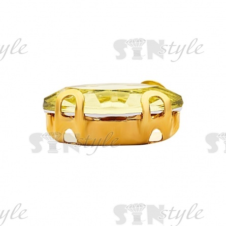 Стразы пришивные акриловые в цапах, форма лодочка, цвет золото+желто-зеленый, размер 5х10 мм, 200 шт/уп. фото 2