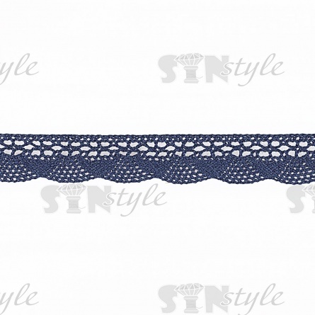 Кружево вязаное плетеное, ширина 20 мм, цвет темно-синий, намотка 15 ярдов, (E12) фото 2