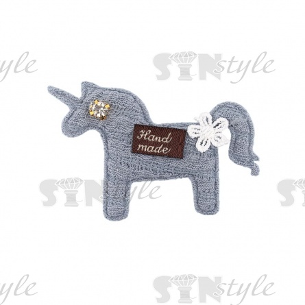 Аппликация 3D "Лошадка", цвет серый, размер 70х45 мм фото 1