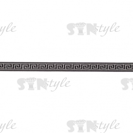 Жаккардовая лента, цвет черный+серебро, ширина 20 мм, намотка 10 метров фото 2