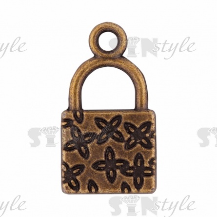 Подвеска металлическая "Замочек", размер 10ммх15мм, цвет бронза фото 3