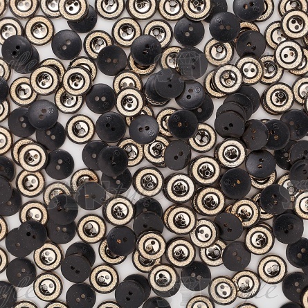 Пуговица пластиковая на два прокола, золотая с черным, 28L фото 4