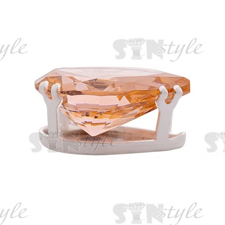 Стразы пришивные стеклянные в цапах, форма капля, цвет золото+персик, размер 9*14 мм фото 2