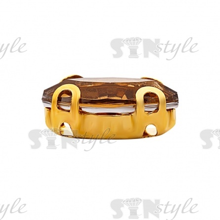 Стразы пришивные акриловые в цапах, форма лодочка, цвет золото+коричневый, размер 5х10 мм, 200 шт/уп фото 2