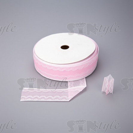 Декоративная лента капроновая двухслойная, ширина 30 мм, намотка 20 ярдов, цвет розовый фото 1