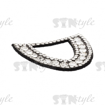 Аппликация "Ушки" из страз, на фетровой основе, размер 43 мм х 38 мм, цвет черный+белые стразы фото 2