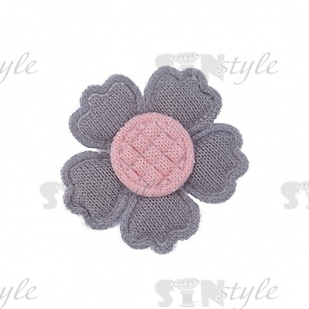 Аппликация 3D "Цветочек", цвет серый, размер 22 мм фото 1