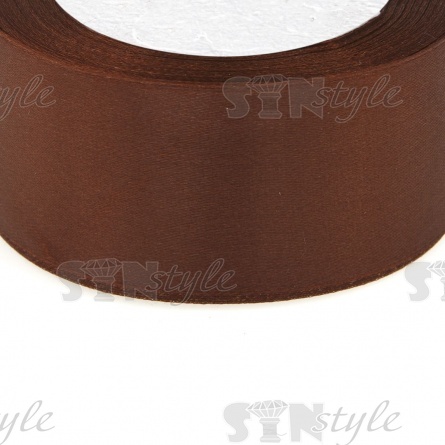 Декоративная лента атласная, ширина 38 мм, намотка 25 ярдов, цвет коричневый (№032) фото 2