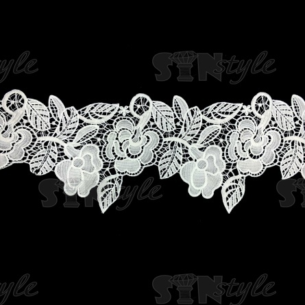 Кружево ажурное матовая нить, ширина 155 мм, цвет белый, намотка 15 ярдов фото 1