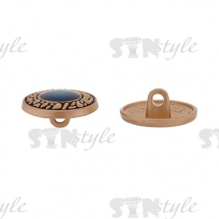 Пуговица металлическая на ножке, золотая с синим, 32L фото 3