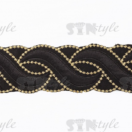Пояс текстильный на термоклеевой основе, цвет черный+серебро, ширина 45 мм, намотка 6 м фото 2