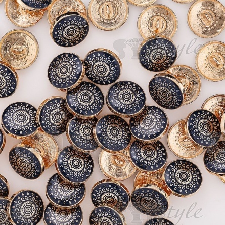 Пуговица металлическая на ножке, золото/темно-синий, 28L фото 4