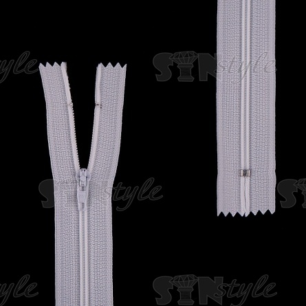 Молния спираль, тип 3, неразъемная, длина 50 см, цвет 101 (белый), "простой" бегунок фото 1