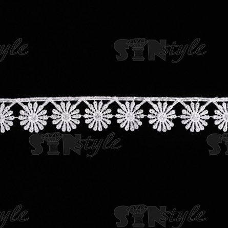 Кружево ажурное матовая нить, ширина 30 мм, цвет белый, намотка 15 ярдов  фото 1