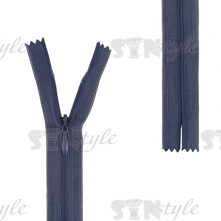 Молния спираль, тип 3, потайная, неразъемная, основа капрон, длина 50 см, цвет 226 (темно-синий), бегунок цвета основы фото 1