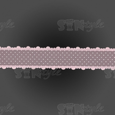 Декоративная лента капроновая "в крапинку" с фигурной каймой, ширина 40 мм, намотка 25 ярдов, цвет розовый фото 2