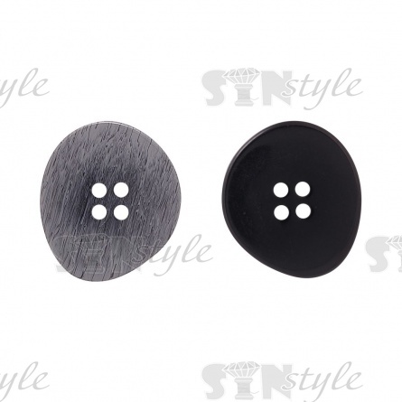 Пуговица пластиковая на четыре прокола, размер 54L, цвет темно-серый с эффектом потёртости фото 1