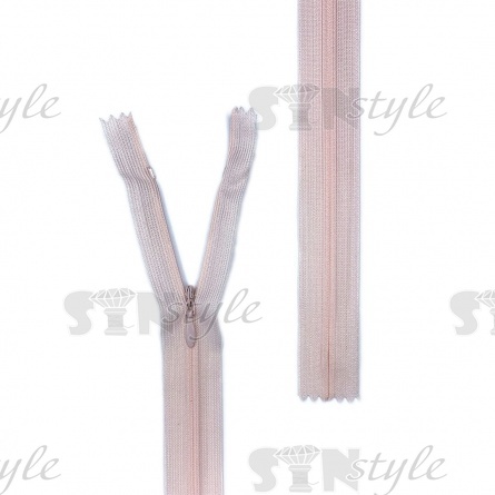 Молния спираль, тип 3, потайная, неразъемная, основа капрон, длина 50 см, цвет 364 (персиковый), бегунок цвета основы фото 1