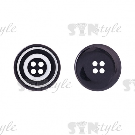 Пуговица пластиковая на четыре прокола, черная/белая, 34L фото 1