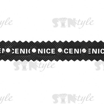 Декоративная тесьма с надписью и металлическими заклепками, цвет черный, ширина 25 мм, намотка 15 ярдов фото 2