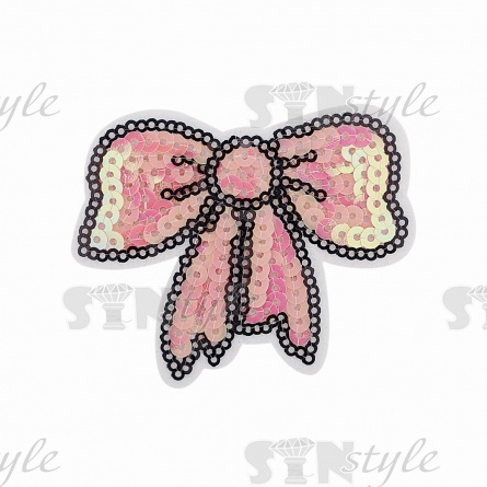 Термоаппликация "Бантик" с пайетками, размер 75х60 мм фото 1