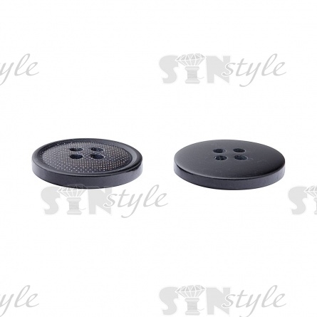 Пуговица пластиковая на четыре прокола, размер 32L, цвет черный фото 3