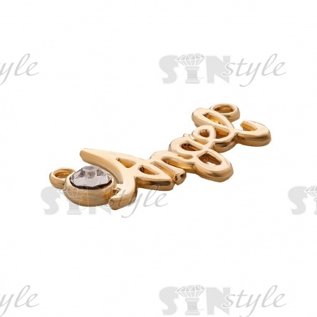 Декоративное украшение пришивное, размер 23 мм х 11 мм, цвет золото+белая страза фото 2