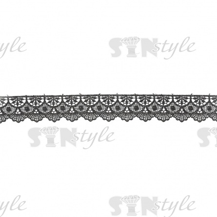 Кружево ажурное, ширина 35 мм, цвет черный, намотка 15 ярдов фото 1