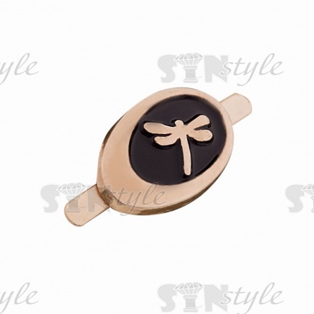 Брошь металлическая, крепление усики, цвет золотой+черный, размер 15 мм х 9 мм фото 2