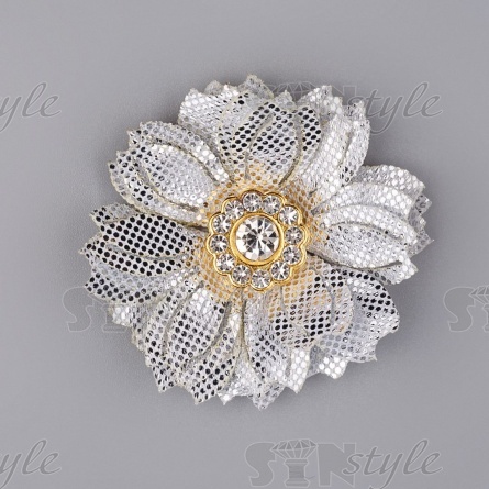 Цветочки декоративные со стразами, цвет серый, диаметр 30 мм,  фото 1