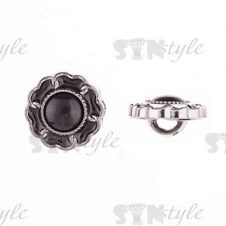 Пуговица пластиковая на ножке, размер 28L, цвет никель+черный фото 2