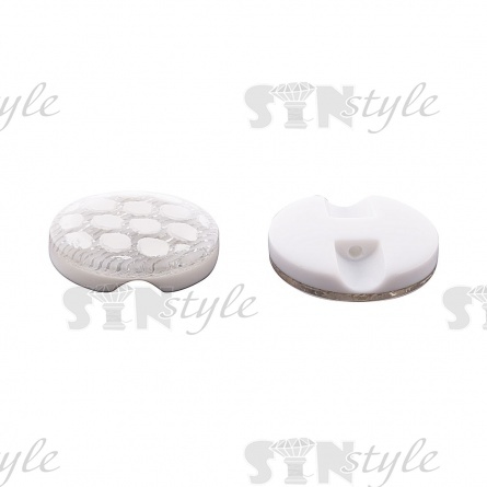 Пуговица пластиковая на полуножке, размер 24L, белая с блестками фото 2