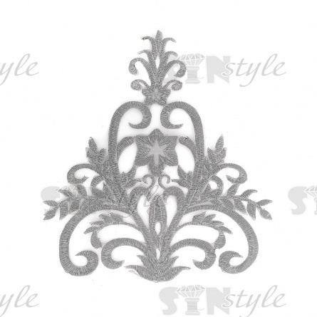 Термоаппликация орнамент, цвет серебряный, размер 210х240 мм фото 1