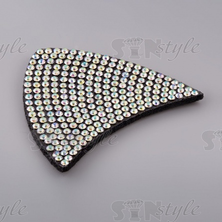 Аппликация "Ушки" из страз, на фетровой основе, размер 50 мм х 43 мм, цвет черный+радужные стразы фото 2