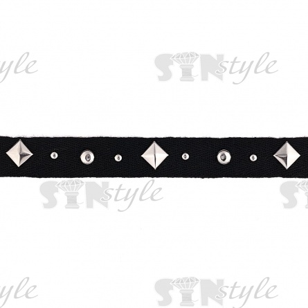 Тесьма отделочная с заклепками, ширина 20 мм, цвет черный+никель, намотка 15 ярдов фото 1