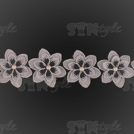 Цветочки из капроновой ленты, размер 45 мм, намотка 20 ярдов.цвет серый (№32)  фото 3