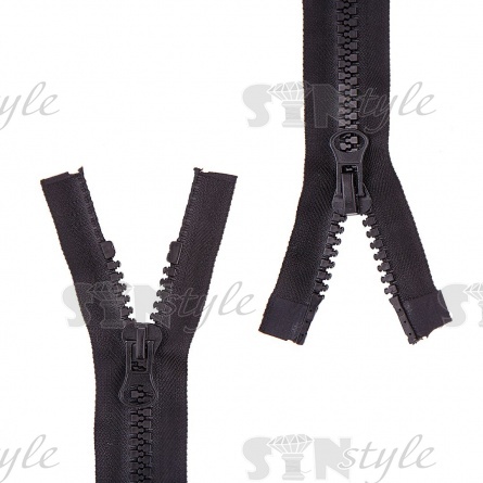 Молния трактор, тип 8, разъемная, двухзамковая, простой бегунок, длина 65 см, цвет 322 (черный) фото 2