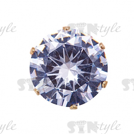 Стразы пришивные стеклянные в цапах, форма круг, цвет золото+белый прозрачный, диаметр 12 мм фото 1