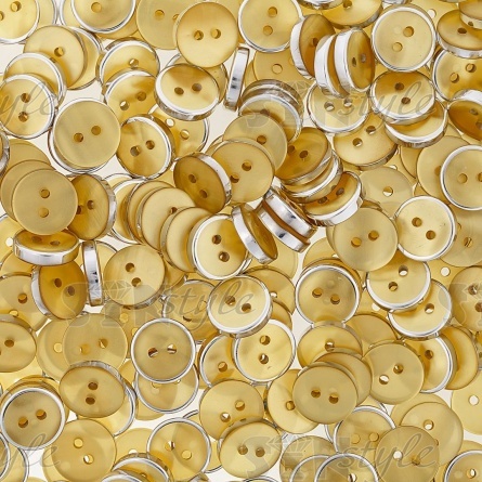 Пуговица пластиковая на два прокола, 20L,  желтая перламутровая  фото 3