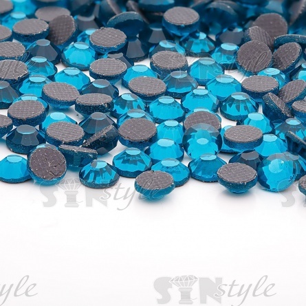 Стразы термоклеевые стеклянные SS16, форма круг, цвет бирюзовый (905),1440 шт/уп фото 3