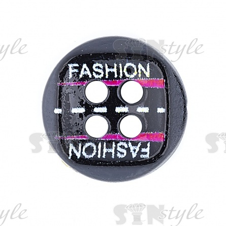 Пуговица пластиковая на четыре прокола, размер 18L, цвет черный/малиновый фото 5