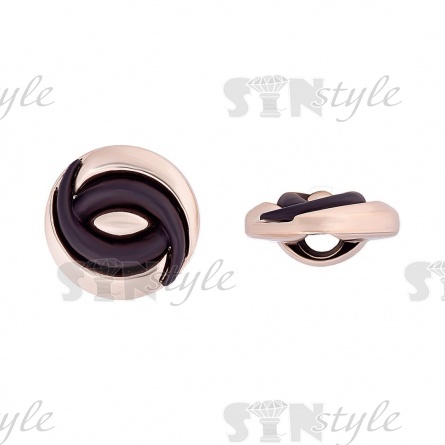 Пуговица пластиковая на ножке, размер 28L, золотая основа с черными вставками фото 1