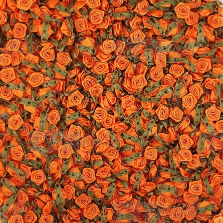 Цветочек из атласной ленты, оранжевый, размер 15 мм фото 3