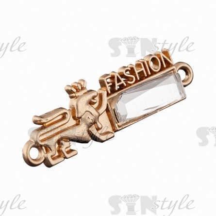 Декоративное украшение пришивное металлическое, цвет золото+белые стразы, размер 12х40мм фото 2